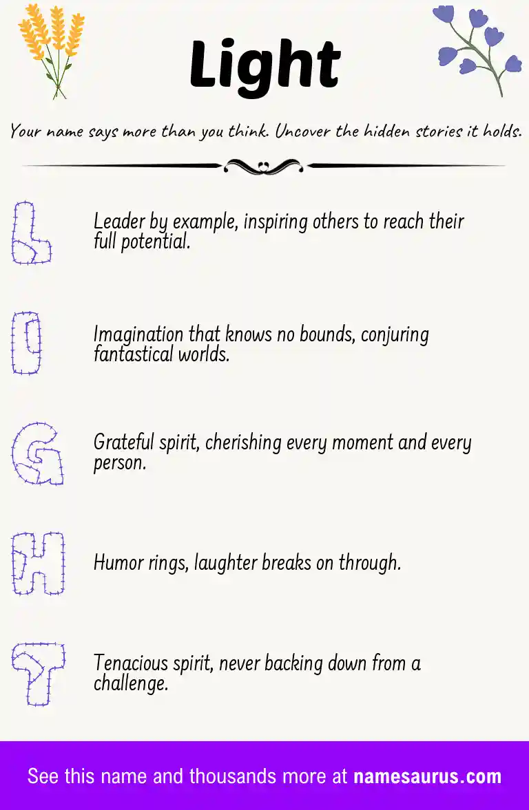 Acrostic poem about Light.