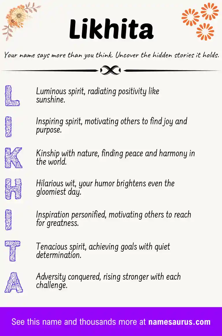 Acrostic poem about Likhita.
