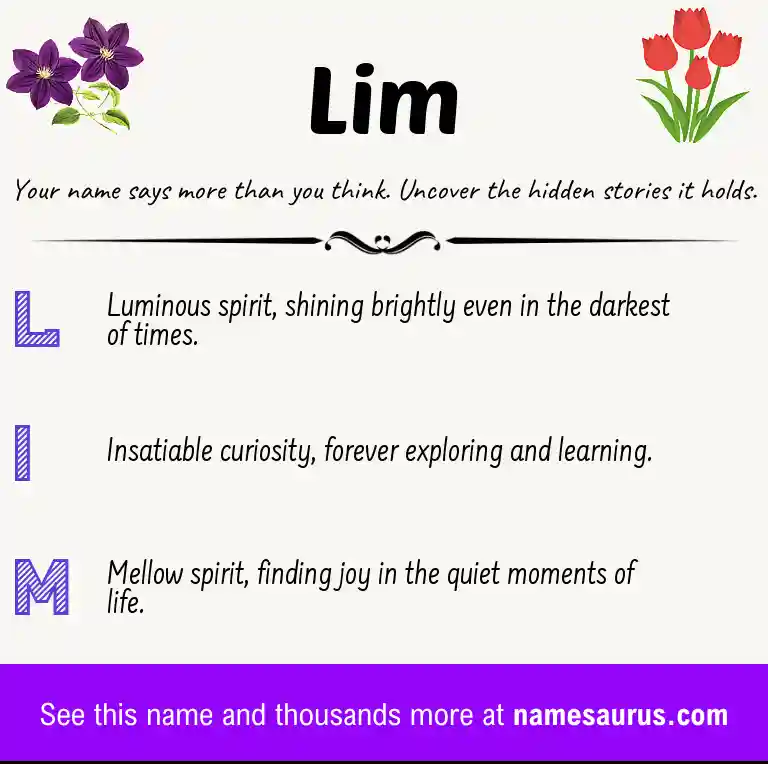 Acrostic poem about Lim.
