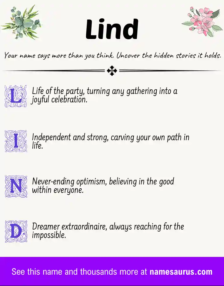 Acrostic poem about Lind.