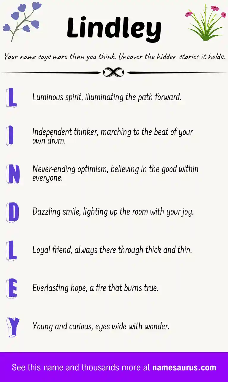 Acrostic poem about Lindley.
