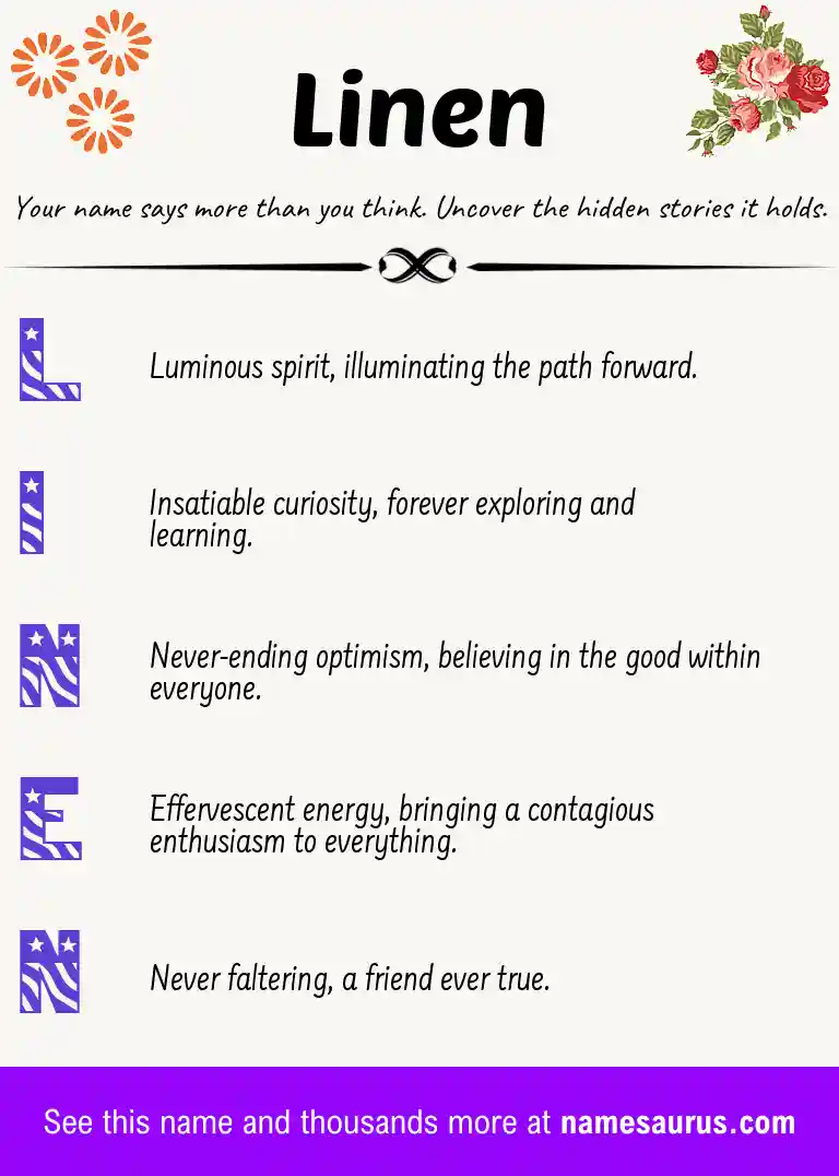 Acrostic poem about Linen.