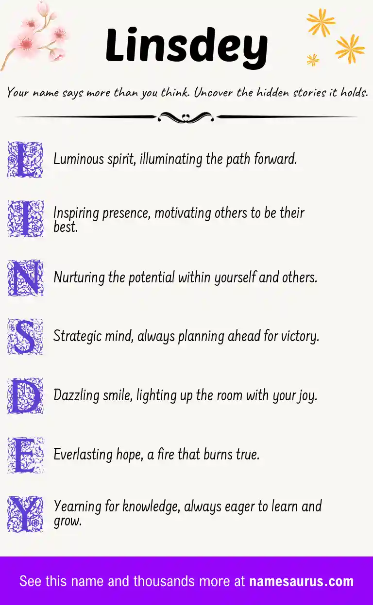 Acrostic poem about Linsdey.
