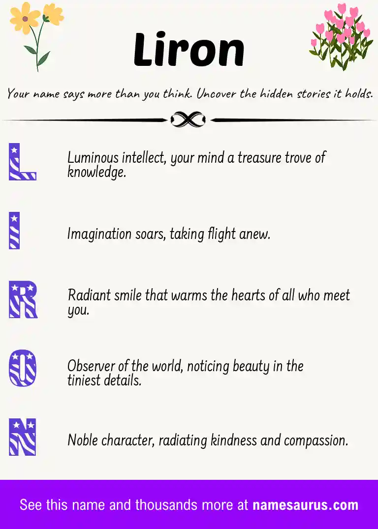 Acrostic poem about Liron.