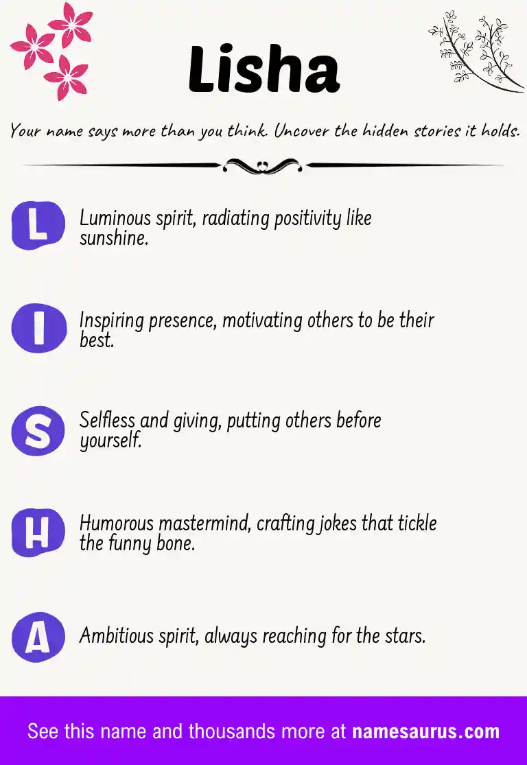 Acrostic poem about Lisha.