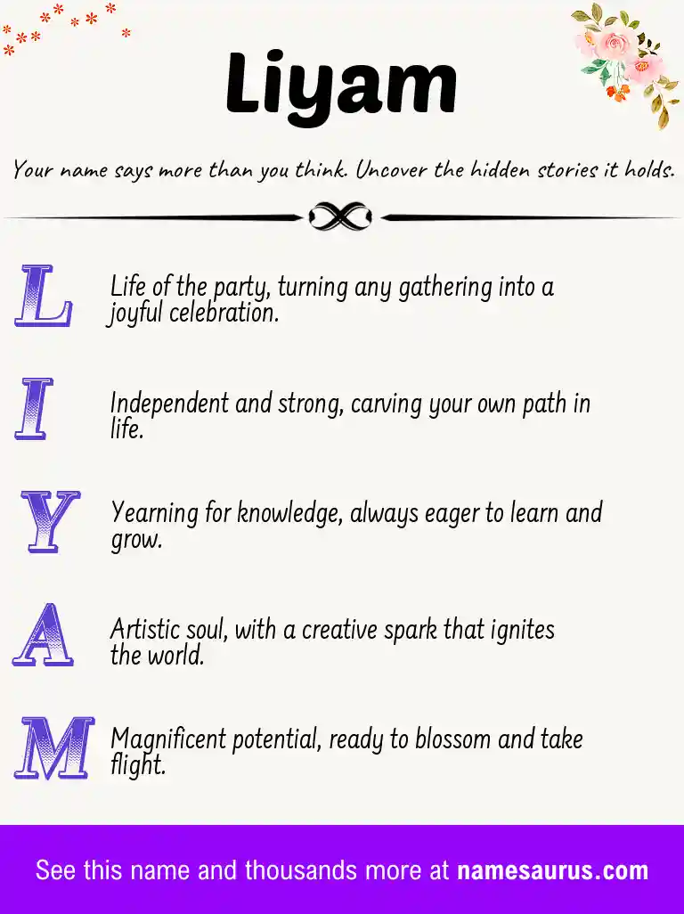Acrostic poem about Liyam.
