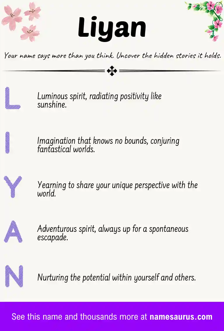 Acrostic poem about Liyan.