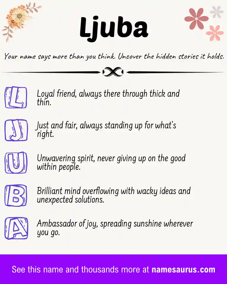 Acrostic poem about Ljuba.