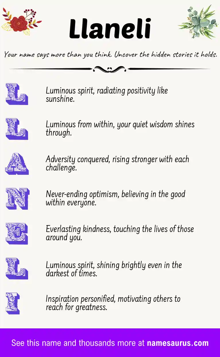 Acrostic poem about Llaneli.