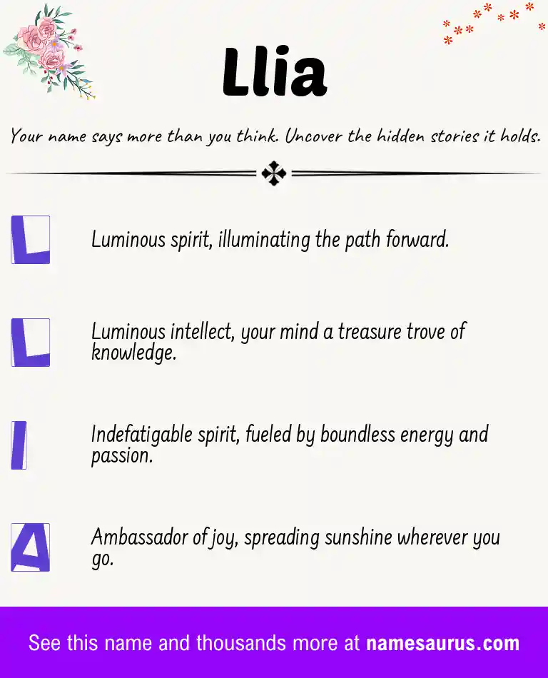Acrostic poem about Llia.