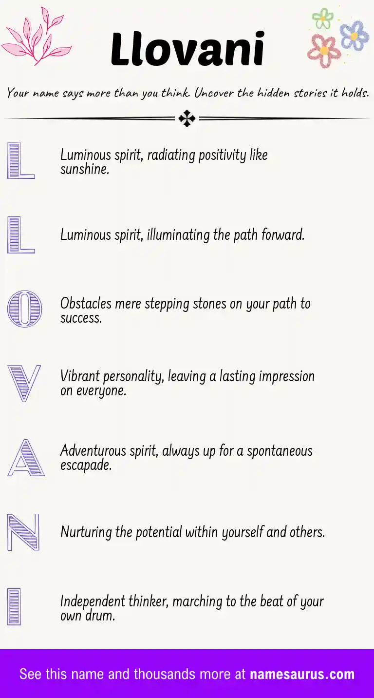 Acrostic poem about Llovani.