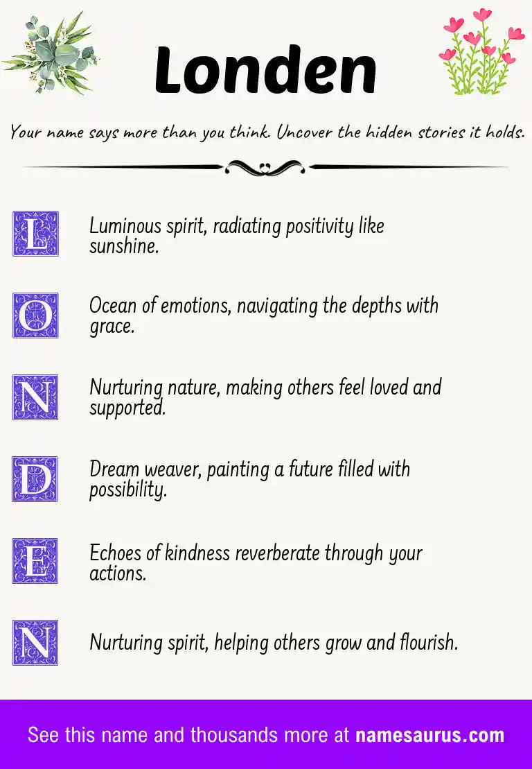 Acrostic poem about Londen.