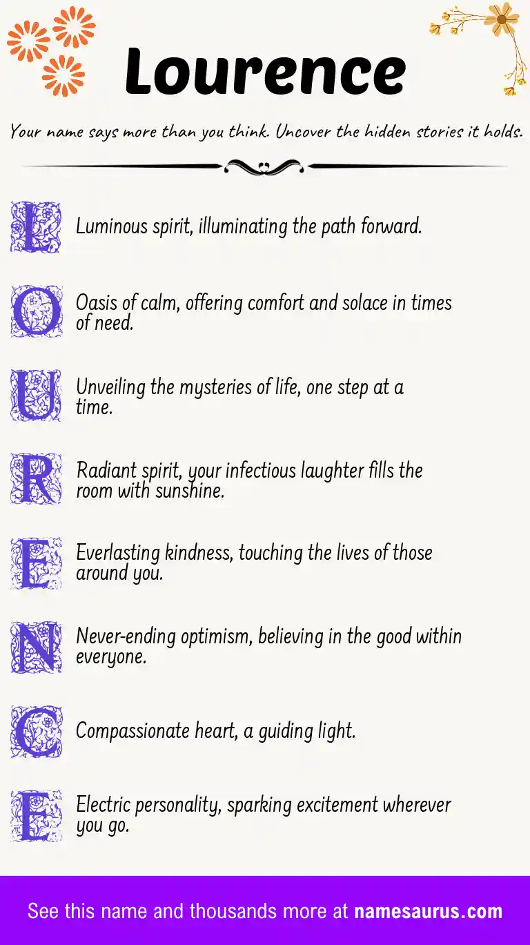 Acrostic poem about Lourence.
