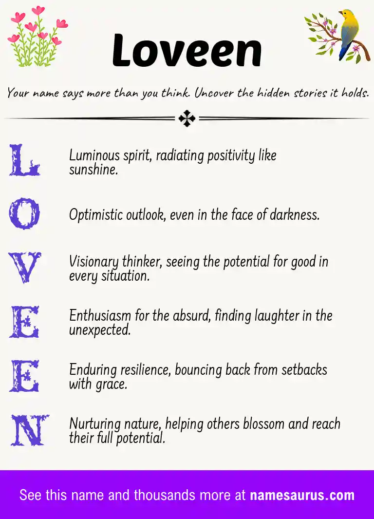 Acrostic poem about Loveen.