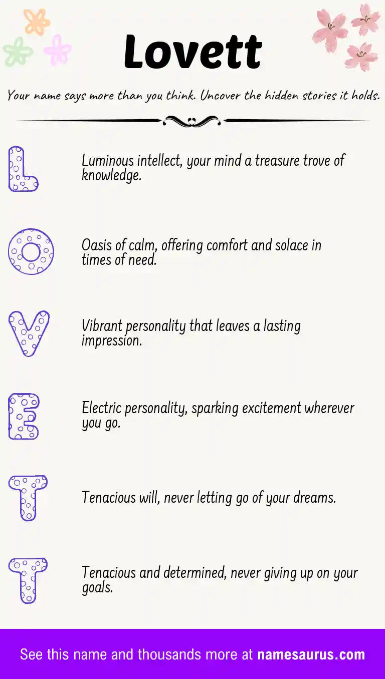 Acrostic poem about Lovett.