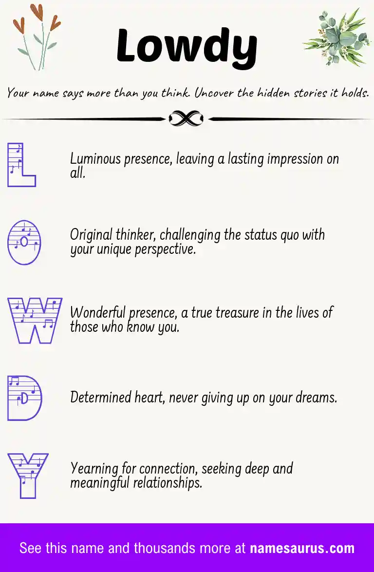 Acrostic poem about Lowdy.