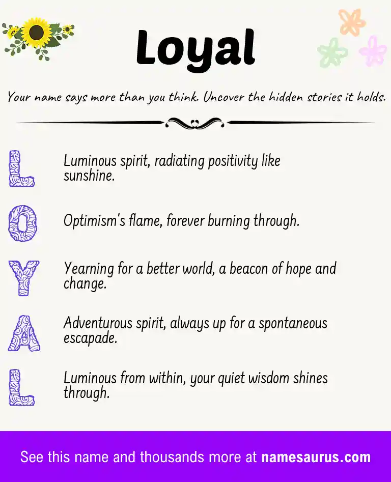 Acrostic poem about Loyal.