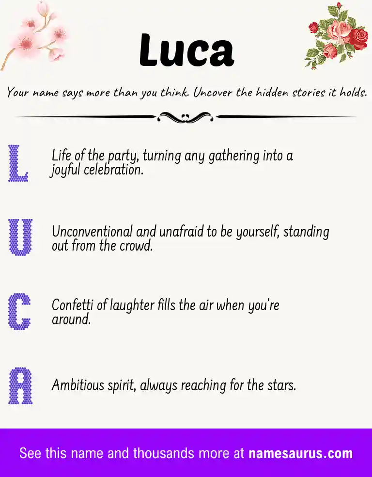 Acrostic poem about Luca.