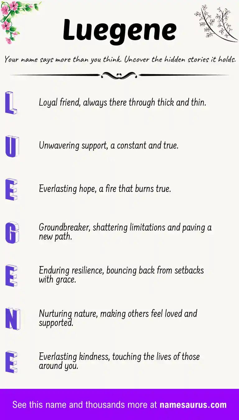 Acrostic poem about Luegene.