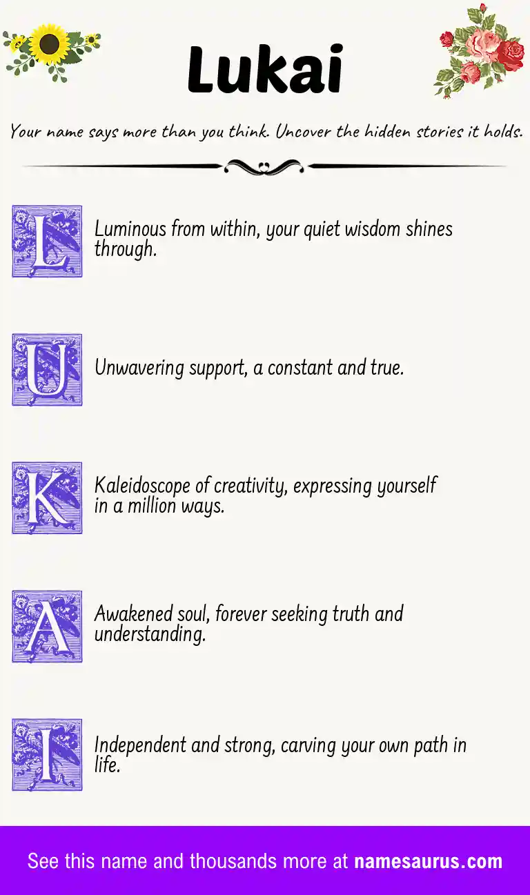 Acrostic poem about Lukai.