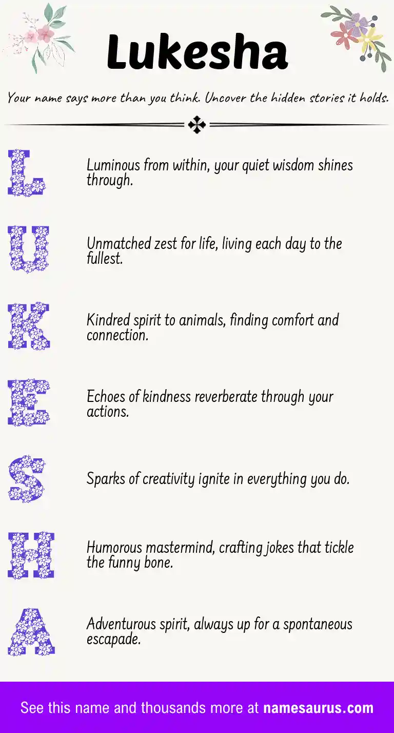 Acrostic poem about Lukesha.