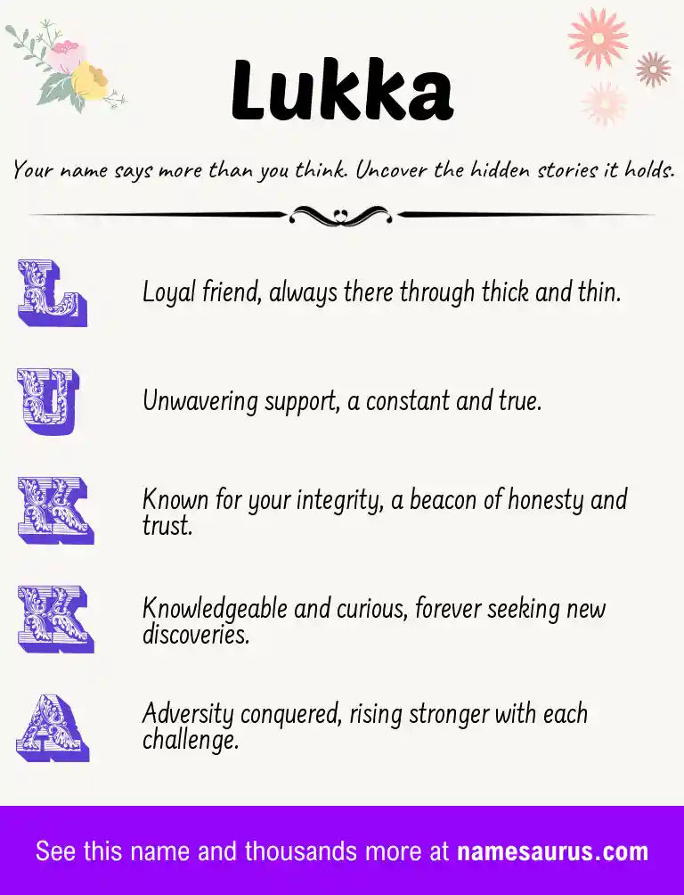 Acrostic poem about Lukka.