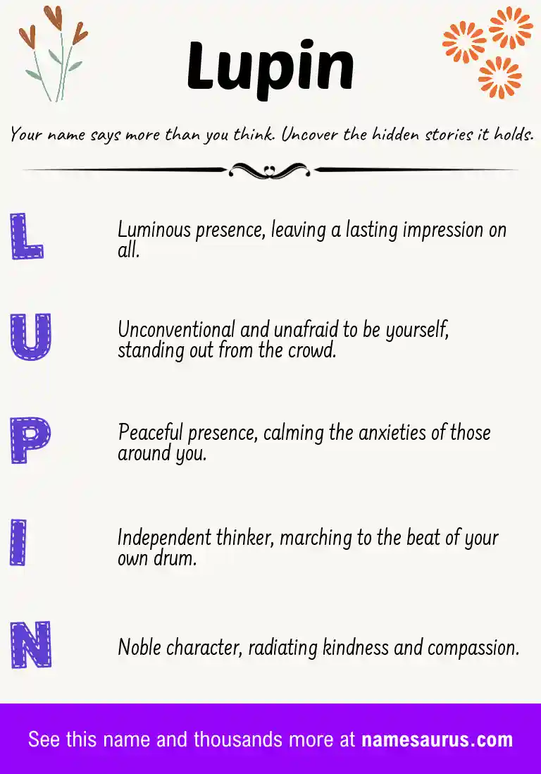 Acrostic poem about Lupin.