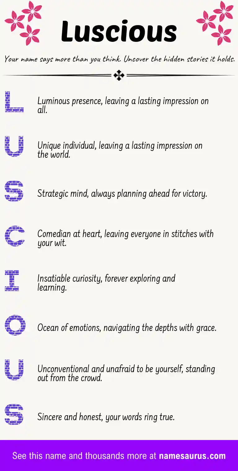 Acrostic poem about Luscious.