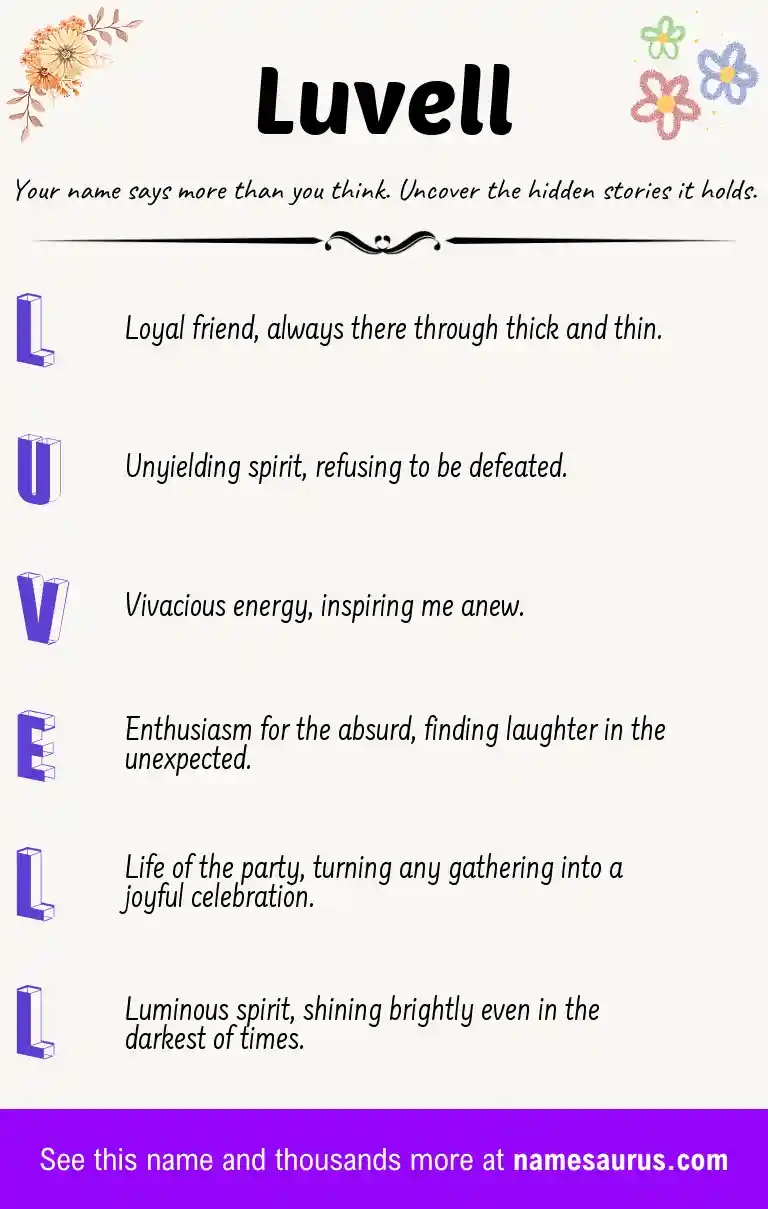 Acrostic poem about Luvell.