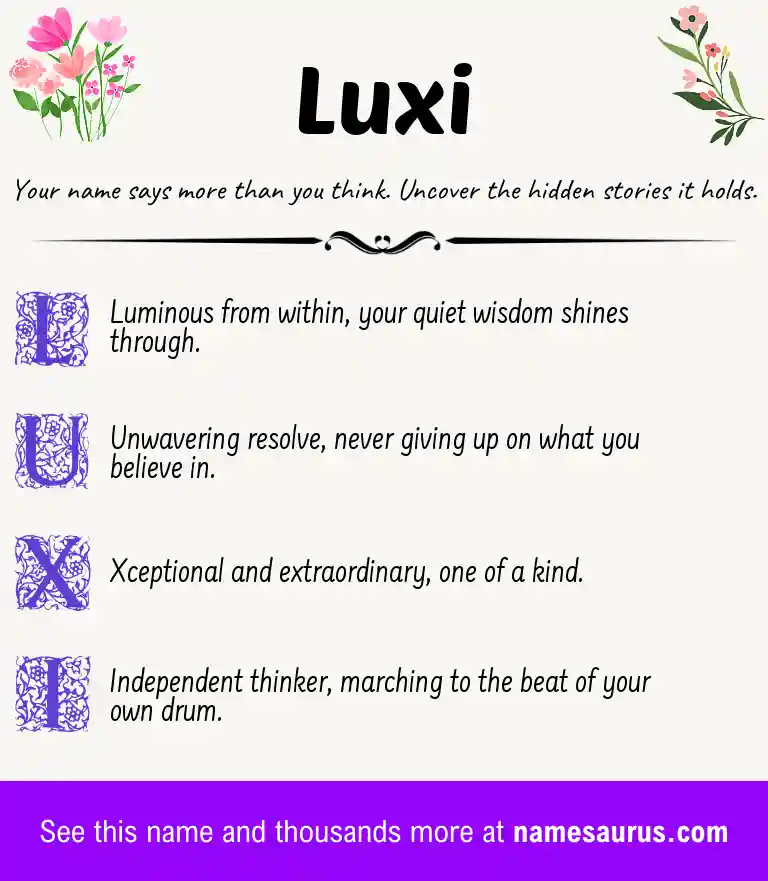 Acrostic poem about Luxi.