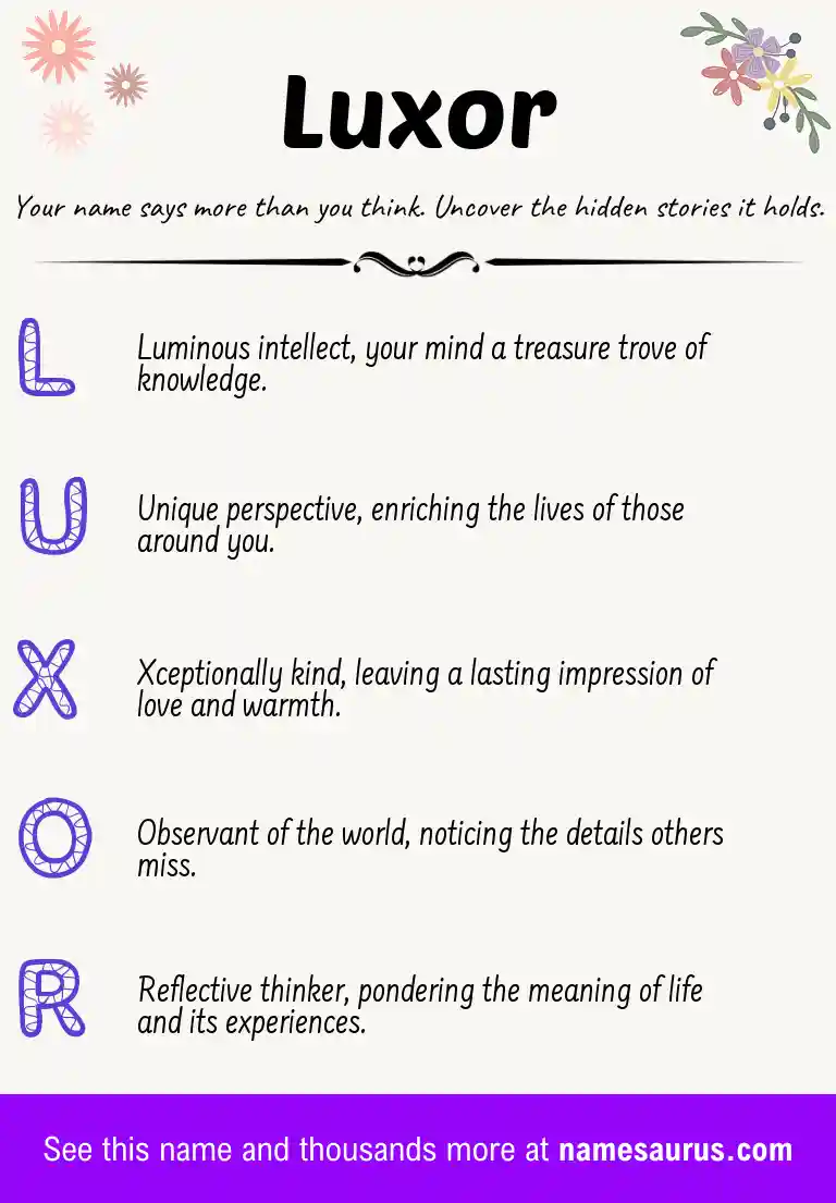 Acrostic poem about Luxor.