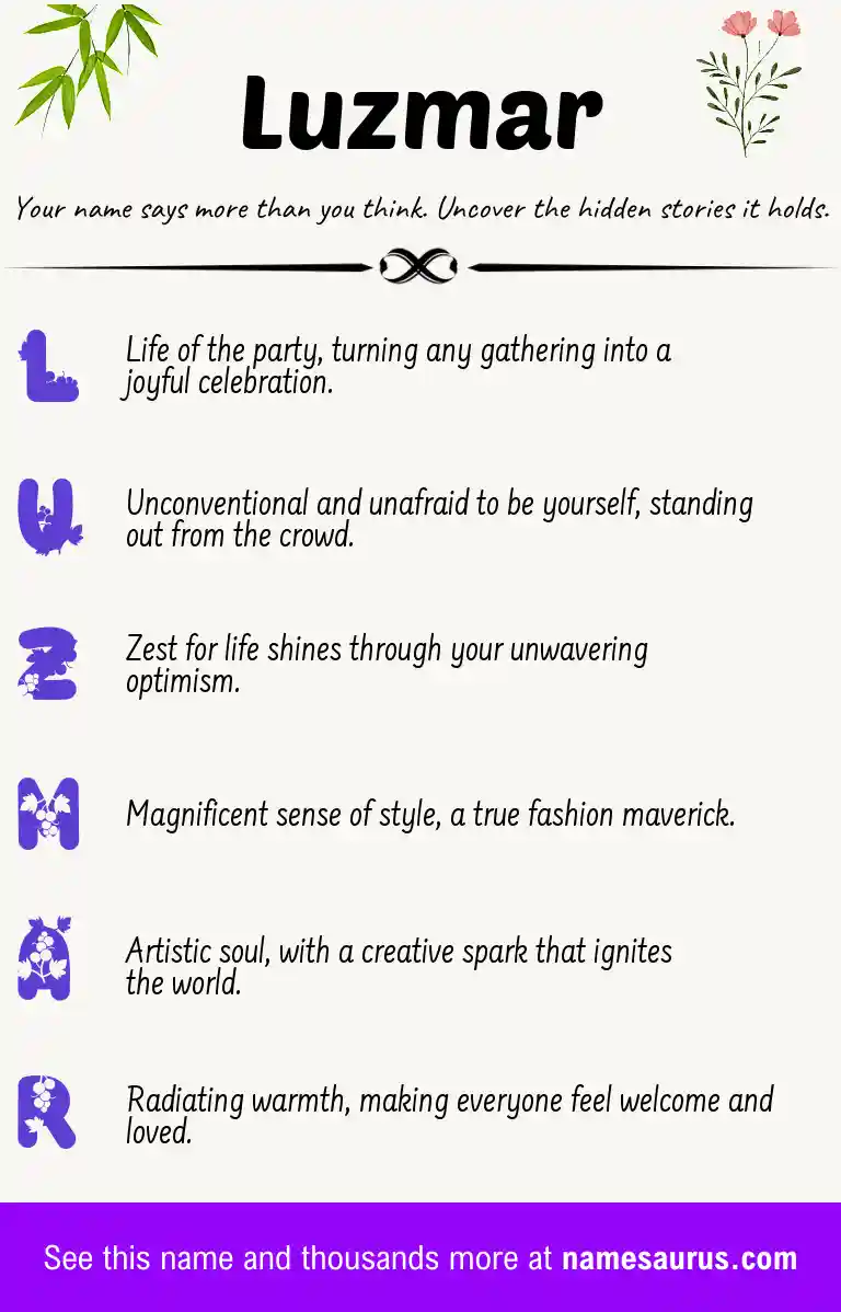 Acrostic poem about Luzmar.