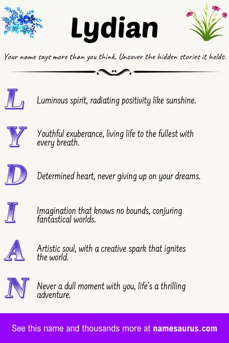 Acrostic poem about Lydian.