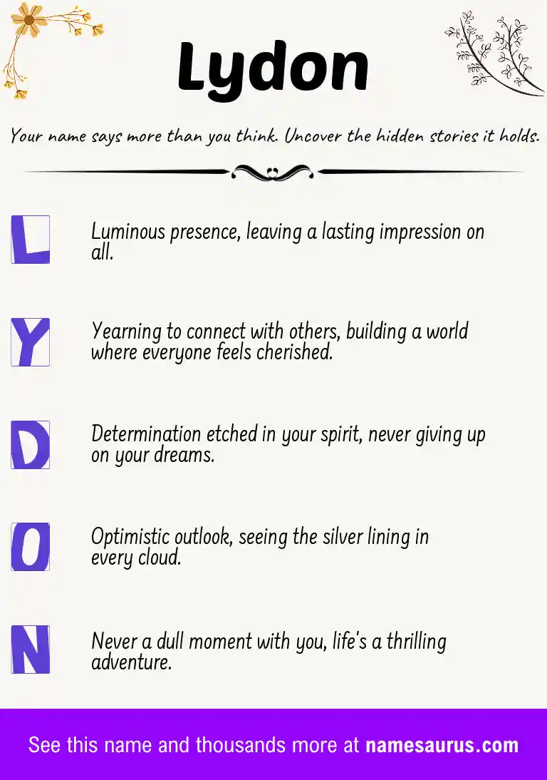 Acrostic poem about Lydon.