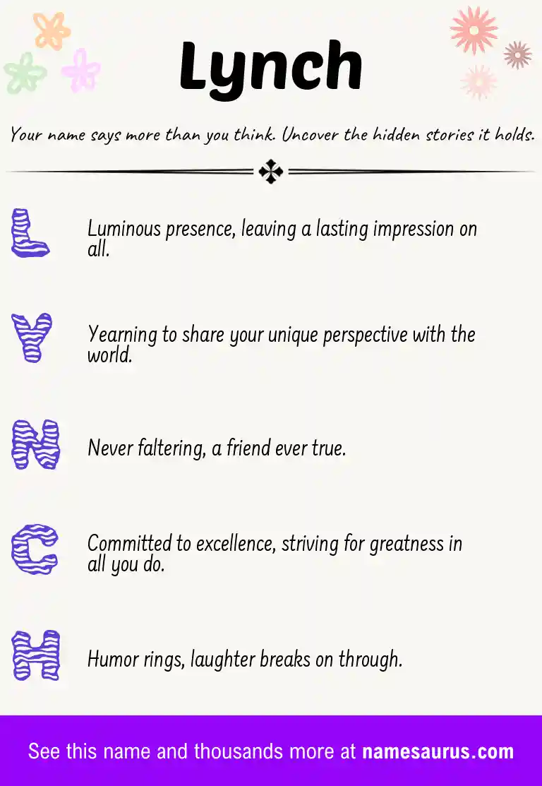 Acrostic poem about Lynch.