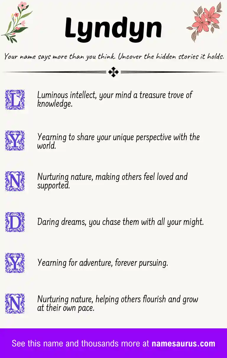 Acrostic poem about Lyndyn.