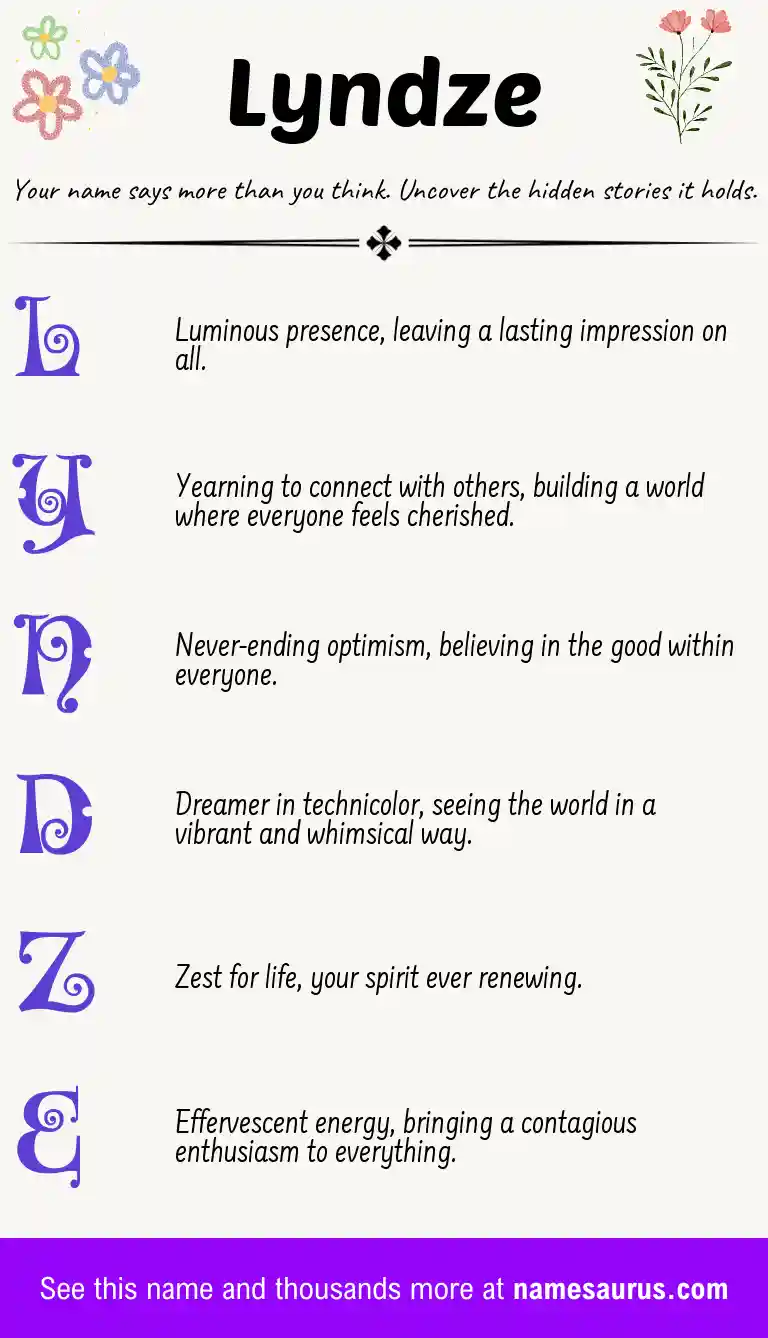 Acrostic poem about Lyndze.