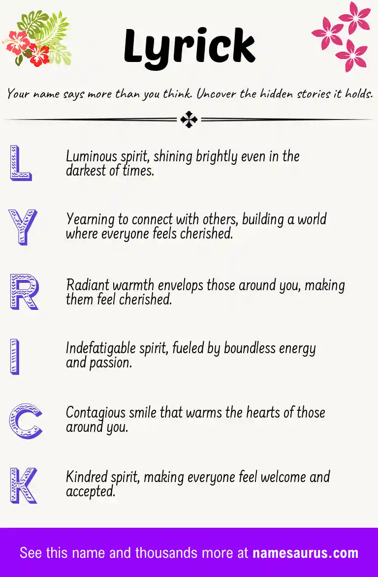 Acrostic poem about Lyrick.