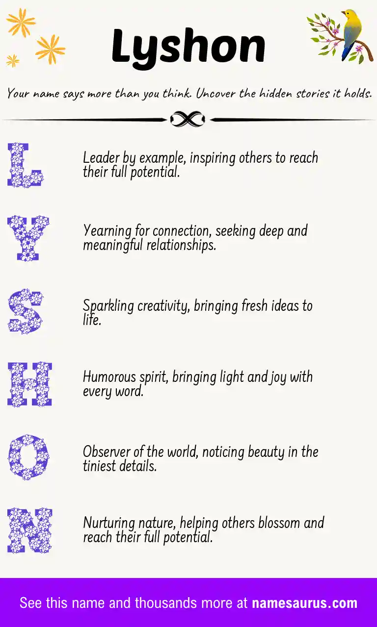 Acrostic poem about Lyshon.