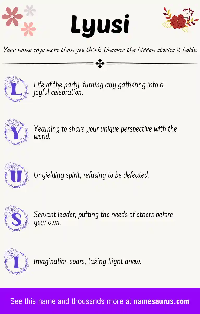 Acrostic poem about Lyusi.