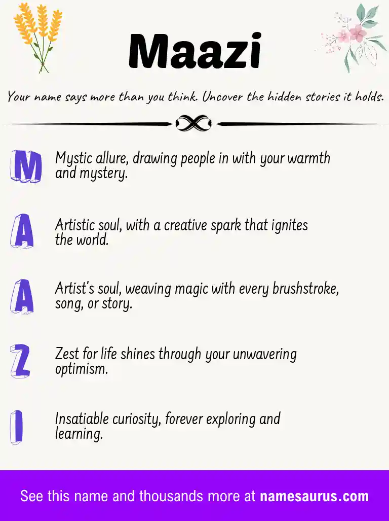Acrostic poem about Maazi.