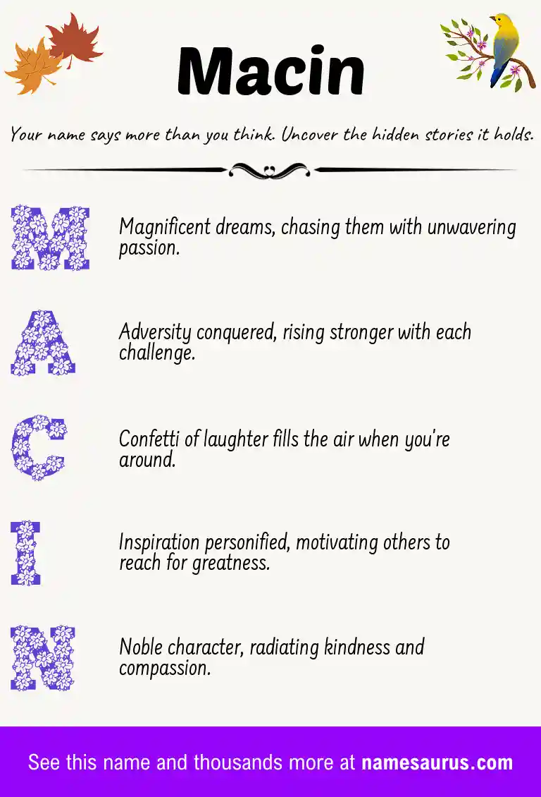 Acrostic poem about Macin.