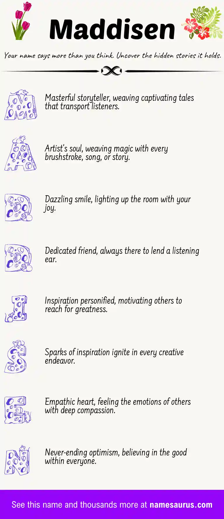 Acrostic poem about Maddisen.