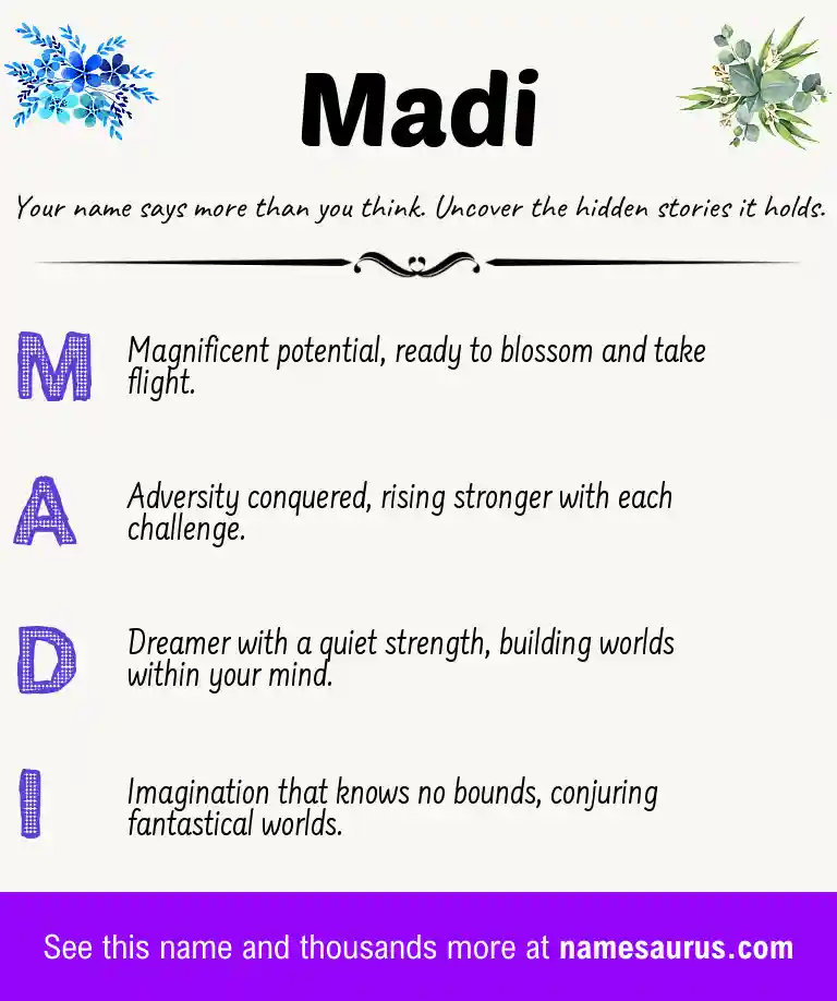 Acrostic poem about Madi.