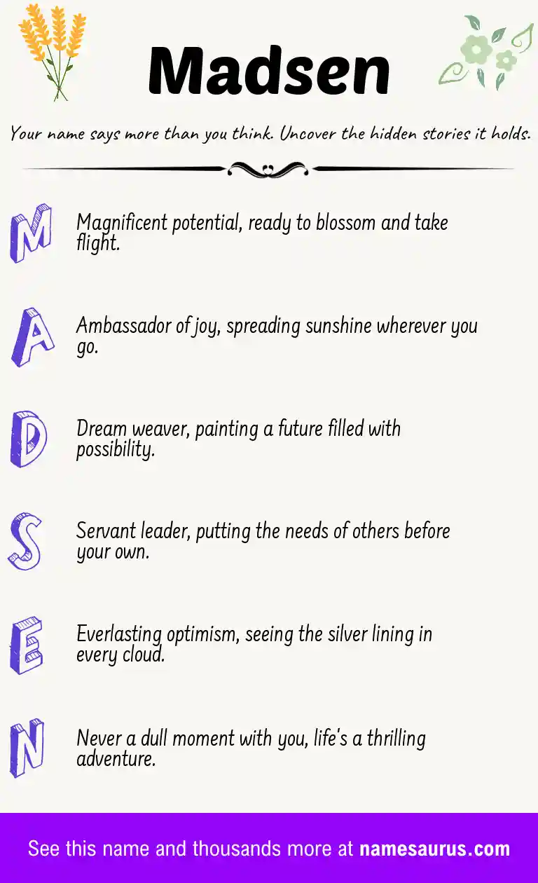 Acrostic poem about Madsen.