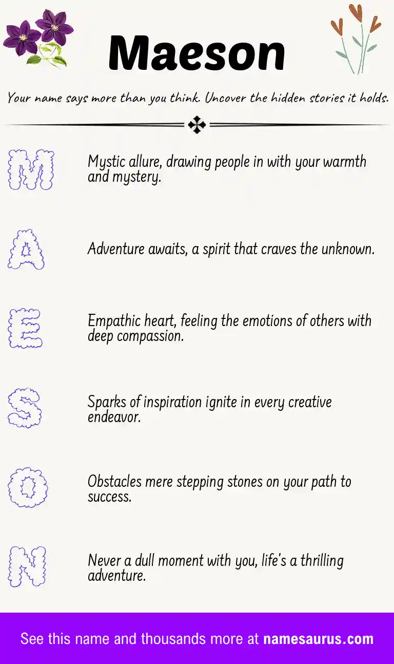 Acrostic poem about Maeson.