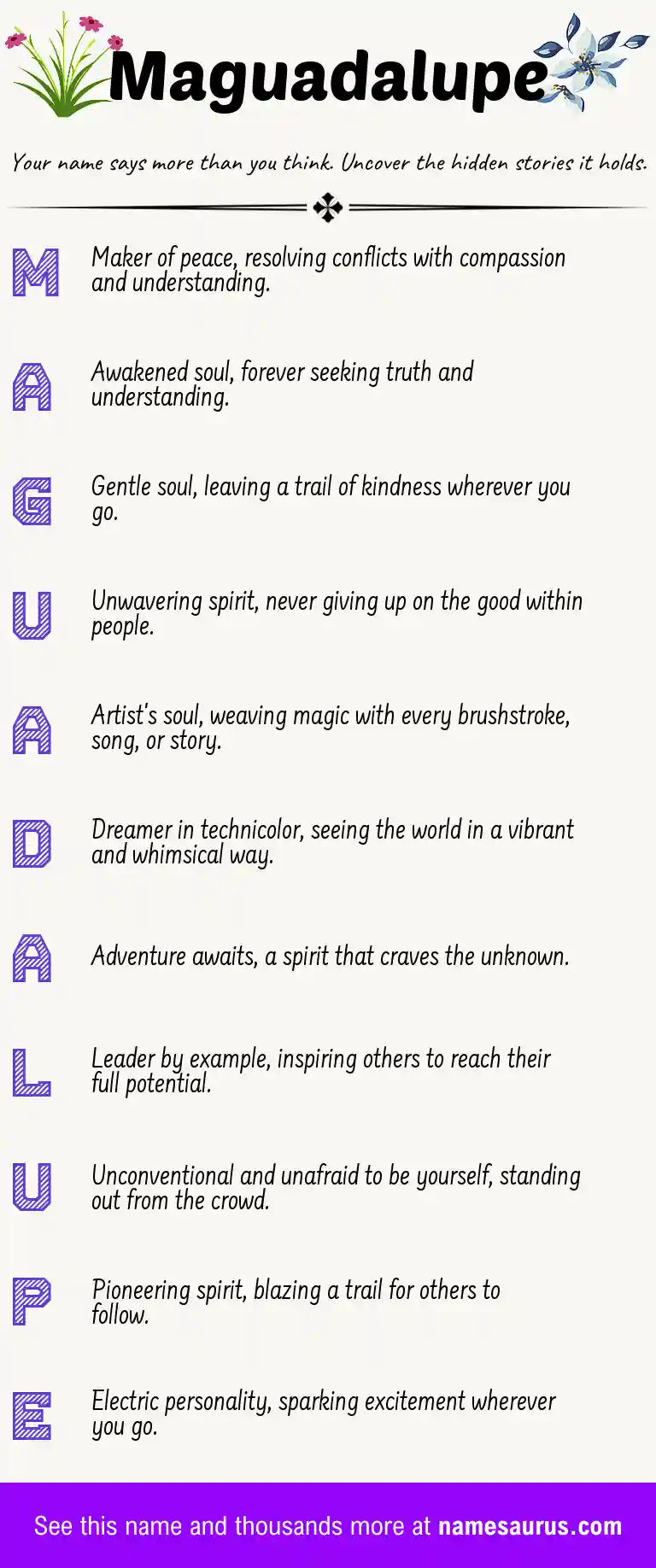 Acrostic poem about Maguadalupe.