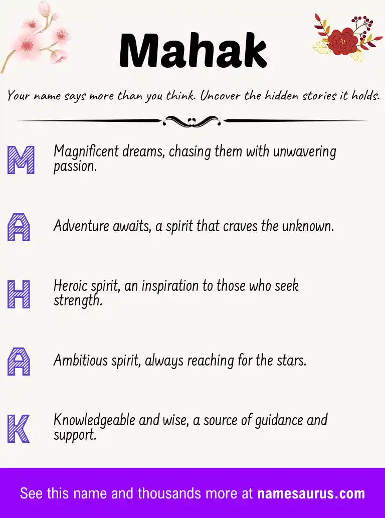 Acrostic poem about Mahak.