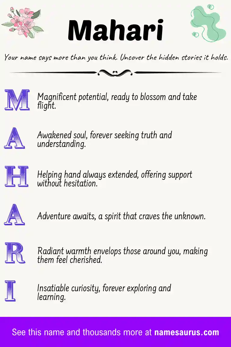 Acrostic poem about Mahari.