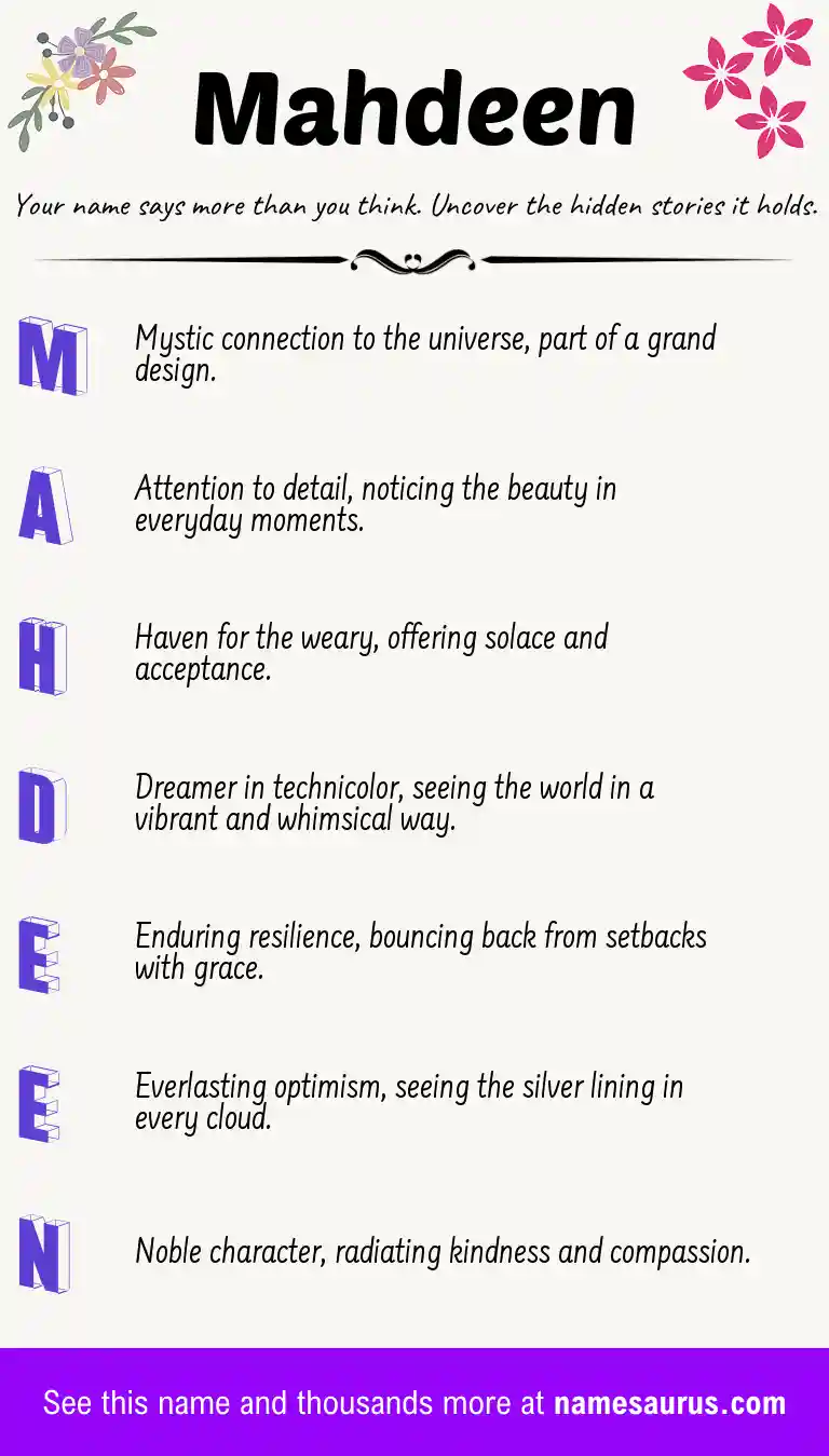 Acrostic poem about Mahdeen.